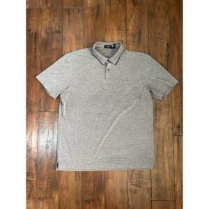 Theory Polo Shirt Mens L Gray Golf Knit Soft Casual Lightweight 100% Pima Cotton